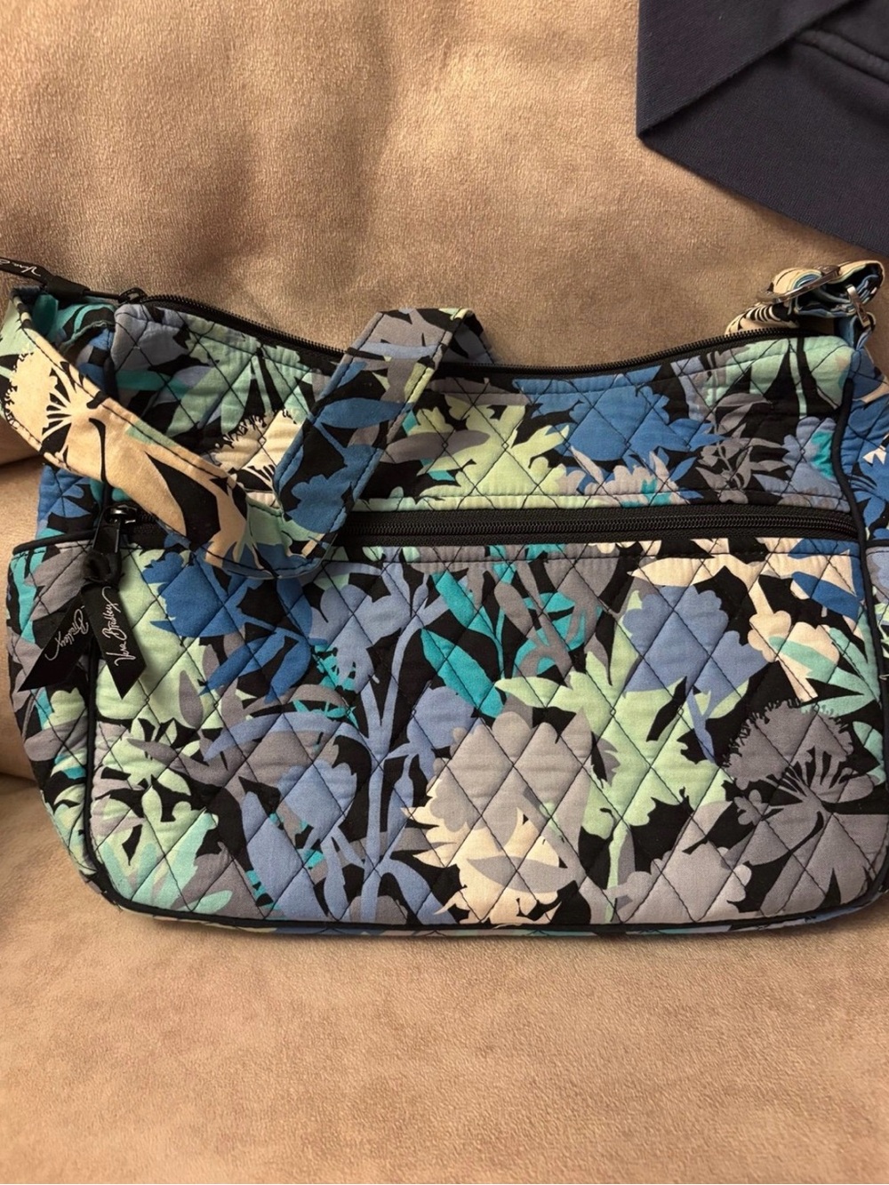 Vera Bradley Quilted Floral Crossbody in Blue, Teal & Cream